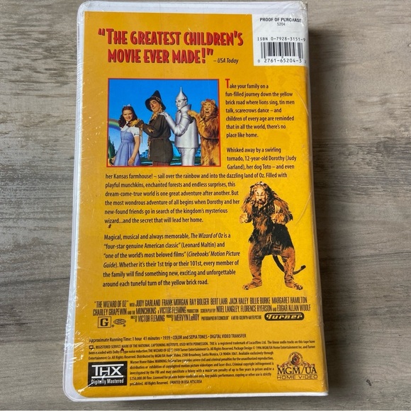 THE WIZARD OF OZ VHS THX DIGITALLY MASTERED CLAMSHELL JUDY GARLAND MGM CLASSIC - Picture 3 of 6